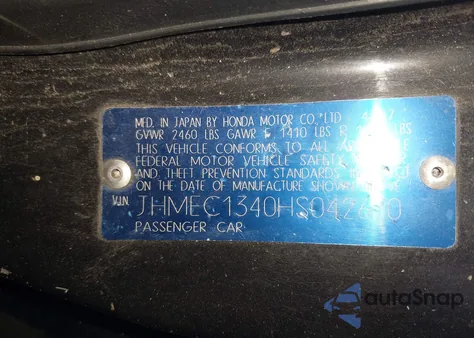 1987 Honda Civic 1500 Crx Si from USA, damaged, VIN JHMEC1340HS042670